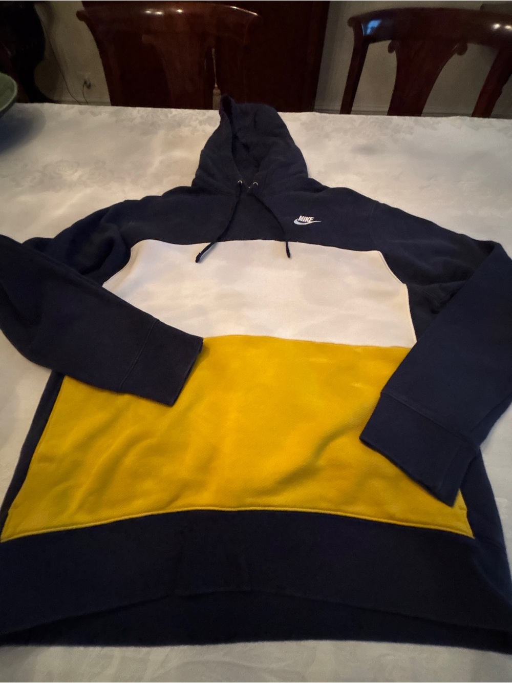 Nike adult hoodie sweatshirt in Blue, White and Maize (UMich)